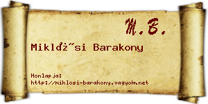 Miklósi Barakony névjegykártya